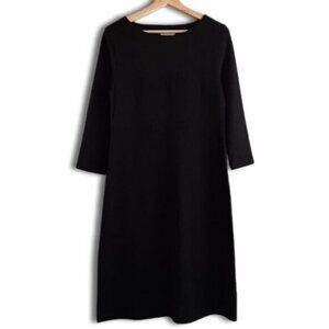 GILMOUR | Relaxed Long Sleeve Comfy Midi Length Dress Black Sz S